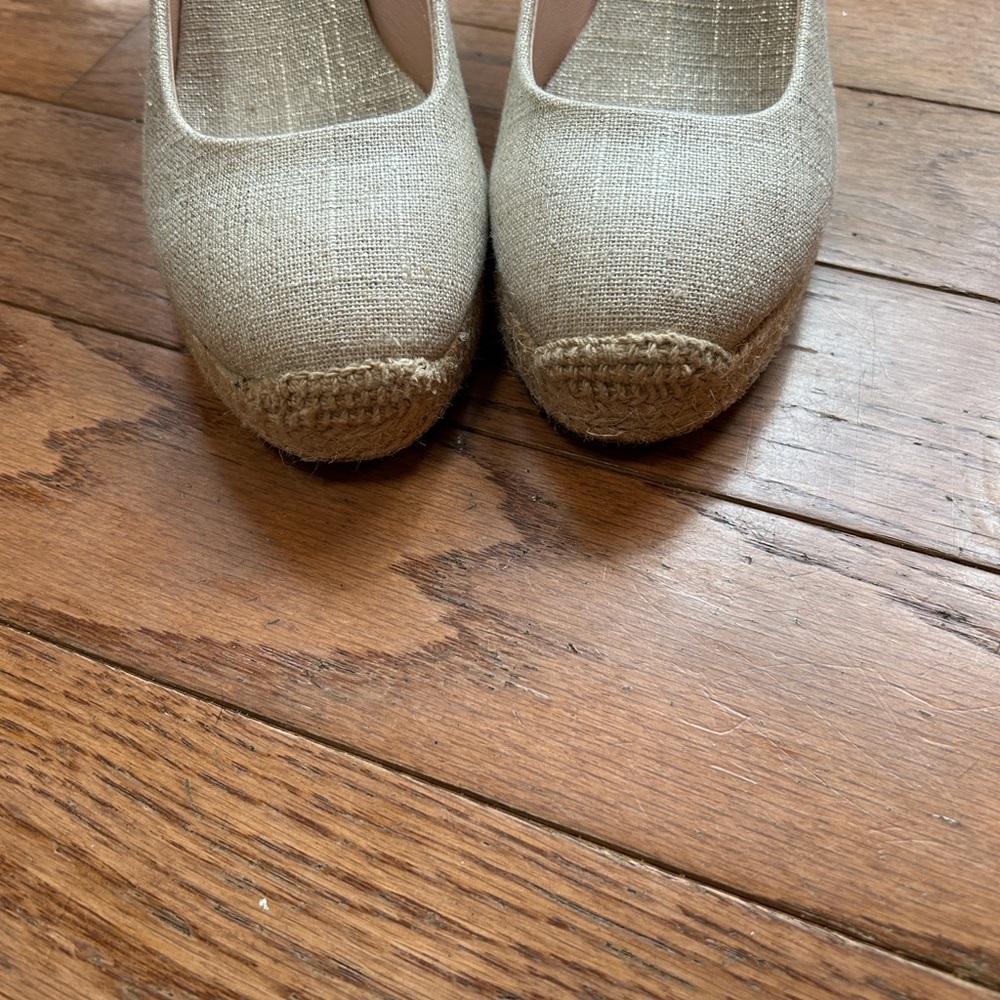 J. Crew Seville Espadrille Wedges in Metallic Gold Canvas - Picture 11 of 12